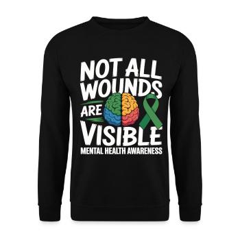Not All Wounds Are Visible – Mental Health - Unisex Sweatshirt - black - Front - Alina (178cm) & Michal (187cm)
