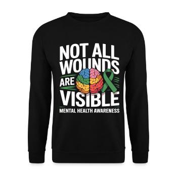 Not All Wounds Are Visible – Mental Health - Unisex Sweatshirt - black - Front - Alina (178cm) & Michal (187cm)