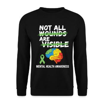 Not All Wounds Are Visible – Mental Health - Unisex Sweatshirt - black - Front - Alina (178cm) & Michal (187cm)