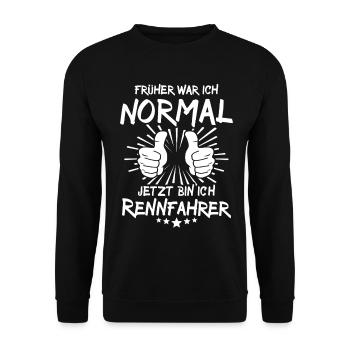Rennfahrer - Unisex Pullover - Schwarz - Vorne - Alina (178cm) & Michal (187cm)