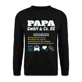 Firma Papa unterstützt in allen Lebenslagen - Unisex Pullover - Schwarz - Vorne - Alina (178cm) & Michal (187cm)
