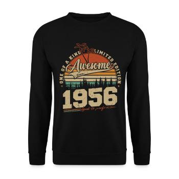 Cadeau d’anniversaire vintage vintage rétro de 1956 - Sweat-shirt Unisexe - noir - Devant - Alina (178cm) & Michal (187cm)