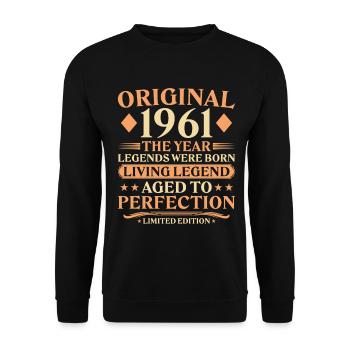Original 1961 – 65. Geburtstag Vintage Design - Unisex Pullover - Schwarz - Vorne - Alina (178cm) & Michal (187cm)
