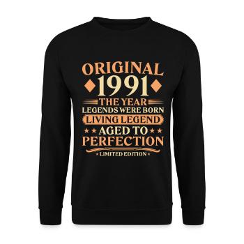 Original 1991 Vintage – 35. Geburtstag Legende - Unisex Pullover - Schwarz - Vorne - Alina (178cm) & Michal (187cm)