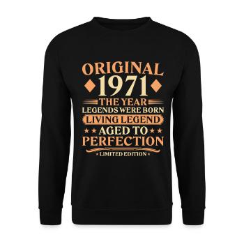 Original 1971 Vintage – 55. Geburtstag Legende - Unisex Pullover - Schwarz - Vorne - Alina (178cm) & Michal (187cm)