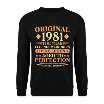 Millésime 1981 – 45e anniversaire Légende originale - Sweat-shirt Unisexe - noir - Devant - Alina (178cm) & Michal (187cm)