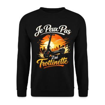 Je peux pas j'ai trottinette - Sweat-shirt Unisexe - noir - Devant - Alina (178cm) & Michal (187cm)