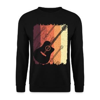 Acoustic Guitar on Sunset Stripes - Unisex Sweatshirt - black - Front - Alina (178cm) & Michal (187cm)