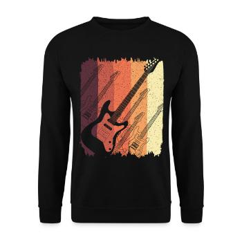 Retro Electric Guitar Sunset Stripes - Unisex Sweatshirt - black - Front - Alina (178cm) & Michal (187cm)