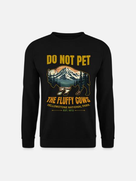Fluffy Cow Buffalo Yellowstone National Park - Unisex Sweatshirt - black