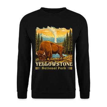 Yellowstone National Park Buffalo Camping - Unisex Sweatshirt - black - Front - Alina (178cm) & Michal (187cm)
