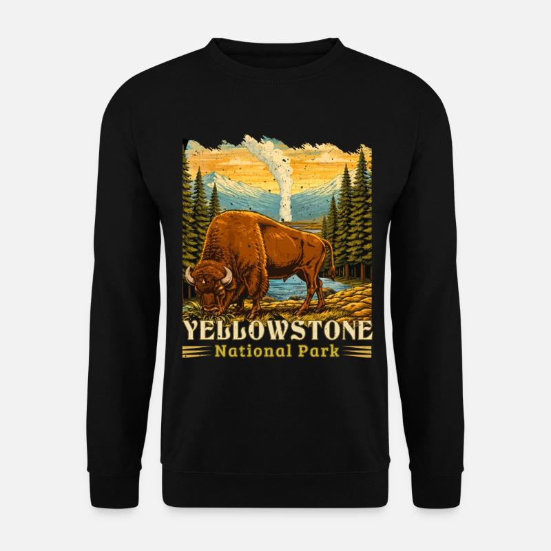 Yellowstone-Nationalpark Buffalo-Camping - Unisex Pullover - Schwarz