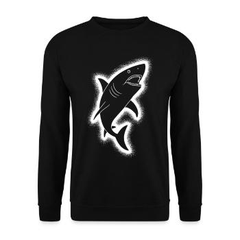 Hai Haie Kinder Jungen Herren Haifisch - Unisex Pullover - Schwarz - Vorne - Alina (178cm) & Michal (187cm)