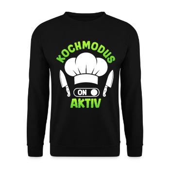 Küchenchef KOCHMODUS AKTIVIERT Lustiges - Unisex Pullover - Schwarz - Vorne - Alina (178cm) & Michal (187cm)