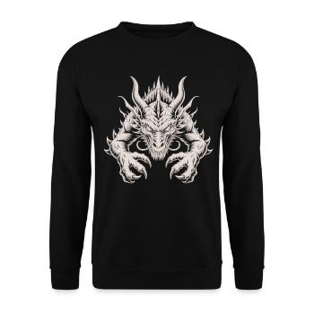 Fantasy Drachen T-Shirt – Mythologie Drache - Unisex Pullover - Schwarz - Vorne - Alina (178cm) & Michal (187cm)