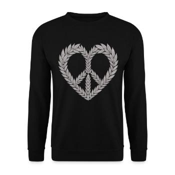 Cannabis Herz Shirt – Hanfblatt Liebe - Unisex Pullover - Schwarz - Vorne - Alina (178cm) & Michal (187cm)