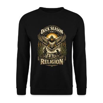 La chasse aux canards La saison des canards est ma religion - Sweat-shirt Unisexe - noir - Devant - Alina (178cm) & Michal (187cm)