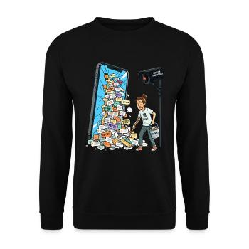Chatkontrolle Nein Danke Meinungsfreiheit Zensur - Unisex Pullover - Schwarz - Vorne - Alina (178cm) & Michal (187cm)
