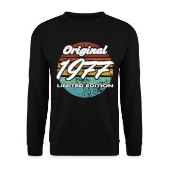 49th Birthday Man Wife 4 Years 1977 Gift - Unisex Sweatshirt - black - Front - Alina (178cm) & Michal (187cm)