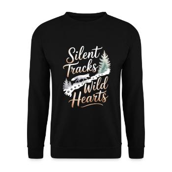 Silent Tracks Wild Hearts - Fuchs Natur Design - Unisex Pullover - Schwarz - Vorne - Alina (178cm) & Michal (187cm)