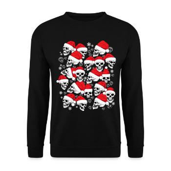 Skull Christmas Funny Santa Skulls Weihnachten - Unisex Pullover - Schwarz - Vorne - Alina (178cm) & Michal (187cm)