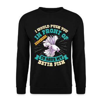 Aquarium Poissonnier Siamois Propriétaire de Poissons Combattants - Sweat-shirt Unisexe - noir - Devant - Alina (178cm) & Michal (187cm)