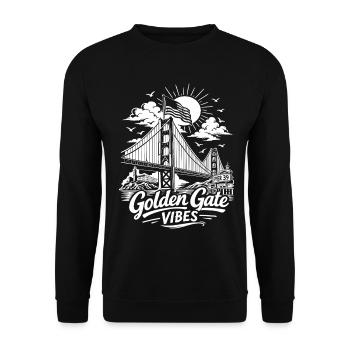 Golden Gate Vibes San Francisco Skyline Landmark - Unisex Sweatshirt - black - Front - Alina (178cm) & Michal (187cm)