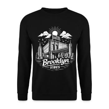 Brooklyn Vibes New York City Urban Skyline - Unisex Sweatshirt - black - Front - Alina (178cm) & Michal (187cm)
