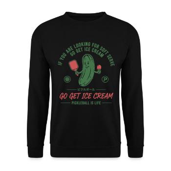 Pickleball-Lustiger Spieler Hol Sahne - Unisex Pullover - Schwarz - Vorne - Alina (178cm) & Michal (187cm)