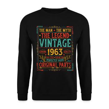 Pièces originales Legend Vintage 1963 - Sweat-shirt Unisexe - noir - Devant - Alina (178cm) & Michal (187cm)