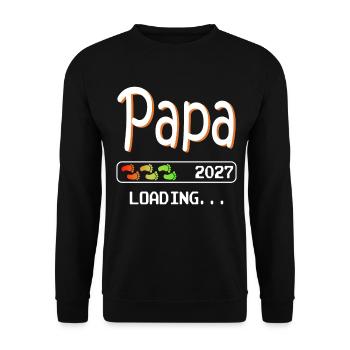 Dad 2027 loading Father-to-be Pregnancy - Unisex Sweatshirt - black - Front - Alina (178cm) & Michal (187cm)
