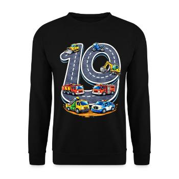 90Years of Road Construction Illustration - Unisex Sweatshirt - black - Front - Alina (178cm) & Michal (187cm)