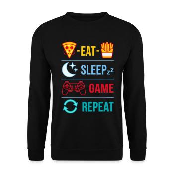 Eat Sleep Game Repeat Gaming Quotes for Gamer - Unisex Sweatshirt - black - Front - Alina (178cm) & Michal (187cm)
