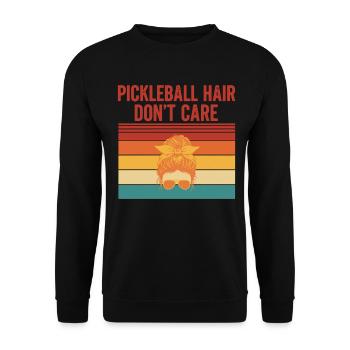 Pickleball-Haare kümmern sich nicht Lustige Spielerliebe - Unisex Pullover - Schwarz - Vorne - Alina (178cm) & Michal (187cm)