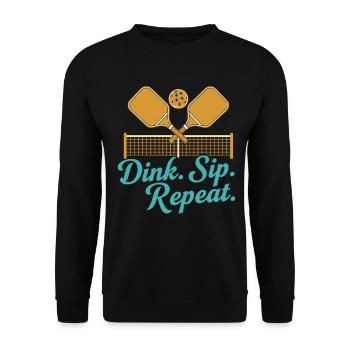 Pickleball Funny Player Dink Sip Repeat Paddles - Unisex Sweatshirt - black - Front - Alina (178cm) & Michal (187cm)