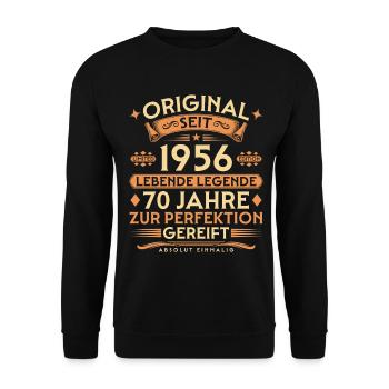 Original seit 1956 – Lebende Legende 70 Jahre - Unisex Pullover - Schwarz - Vorne - Alina (178cm) & Michal (187cm)