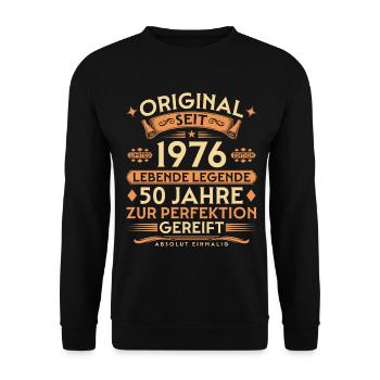 Original seit 1976 – Lebende Legende 50 Jahre - Unisex Pullover - Schwarz - Vorne - Alina (178cm) & Michal (187cm)