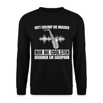 Saxophonist Coole Musiker spielen Saxophon - Unisex Pullover - Schwarz - Vorne - Alina (178cm) & Michal (187cm)