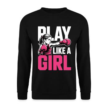 Chemise de boxe pour filles – Joue comme une fille arts martiaux - Sweat-shirt Unisexe - noir - Devant - Alina (178cm) & Michal (187cm)