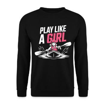 Chemise de fille kayak – Joue comme une fille en pagayant - Sweat-shirt Unisexe - noir - Devant - Alina (178cm) & Michal (187cm)