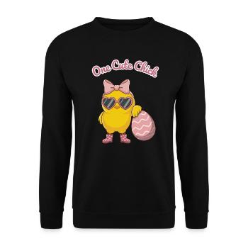 Süßes Küken mit Herzbrille - Unisex Pullover - Schwarz - Vorne - Alina (178cm) & Michal (187cm)