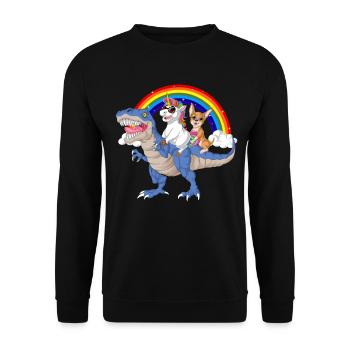 Chemise de dinosaure licorne chihuahua - Sweat-shirt Unisexe - noir - Devant - Alina (178cm) & Michal (187cm)