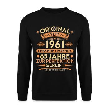 Original seit 1961 – Lebende Legende 65 Jahre - Unisex Pullover - Schwarz - Vorne - Alina (178cm) & Michal (187cm)