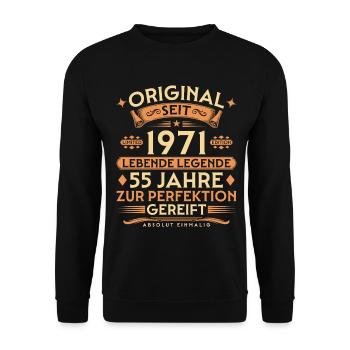 Original seit 1971 – Lebende Legende 55 Jahre - Unisex Pullover - Schwarz - Vorne - Alina (178cm) & Michal (187cm)