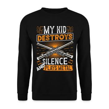  Piccolo Playing Metal Instrument Orchestra - Unisex Sweatshirt - black - Front - Alina (178cm) & Michal (187cm)