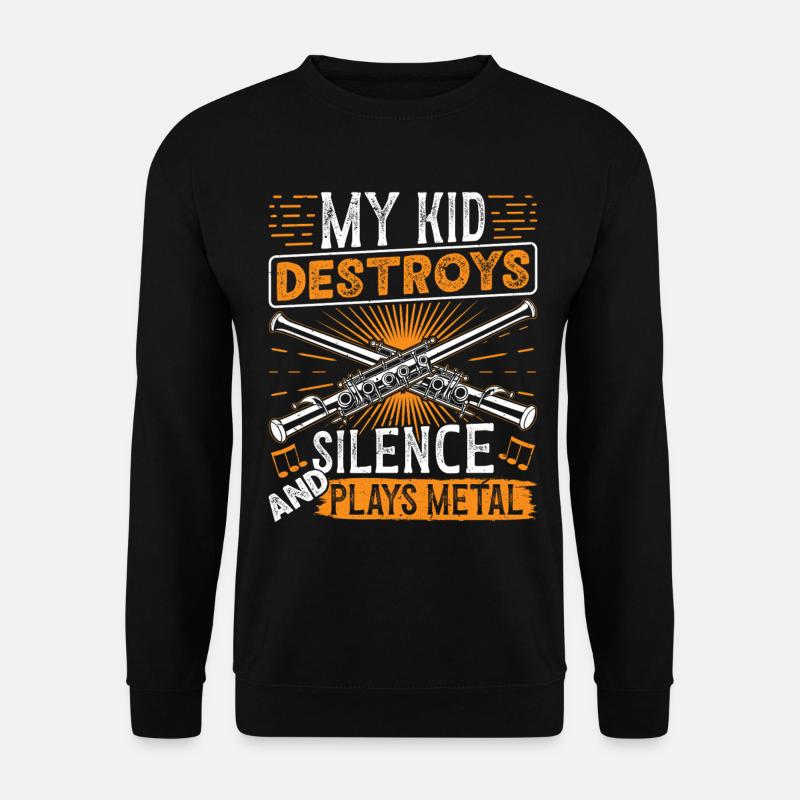 Piccolo spielt Metallinstrument-Orchester - Unisex Pullover - Schwarz