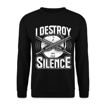  Piccolo I destroy silence Musician Instrument - Unisex Sweatshirt - black - Front - Alina (178cm) & Michal (187cm)