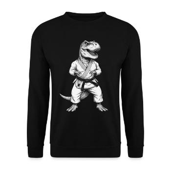 Judo Dinosaurier Judoka Kinder Jungen Kampfsport - Unisex Pullover - Schwarz - Vorne - Alina (178cm) & Michal (187cm)