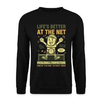 Pickleball Lifes Better At The Net Funny Player - Unisex Sweatshirt - black - Front - Alina (178cm) & Michal (187cm)