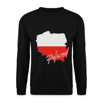 Polen-Flaggenkarte, ich liebe Polen - Unisex Pullover - Schwarz - Vorne - Alina (178cm) & Michal (187cm)
